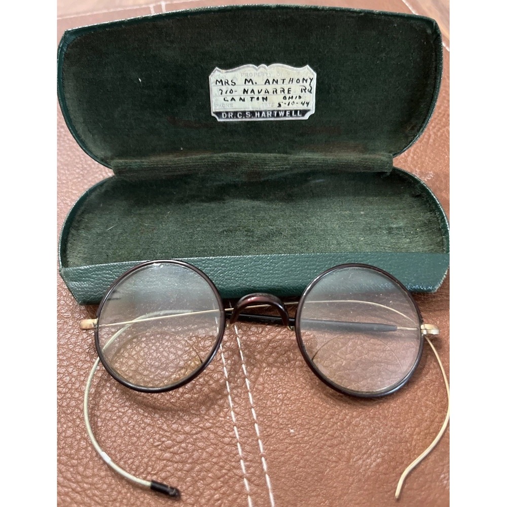 Vintage Round Glasses Antique Wire Rim Metal Retro Women Art Deco
